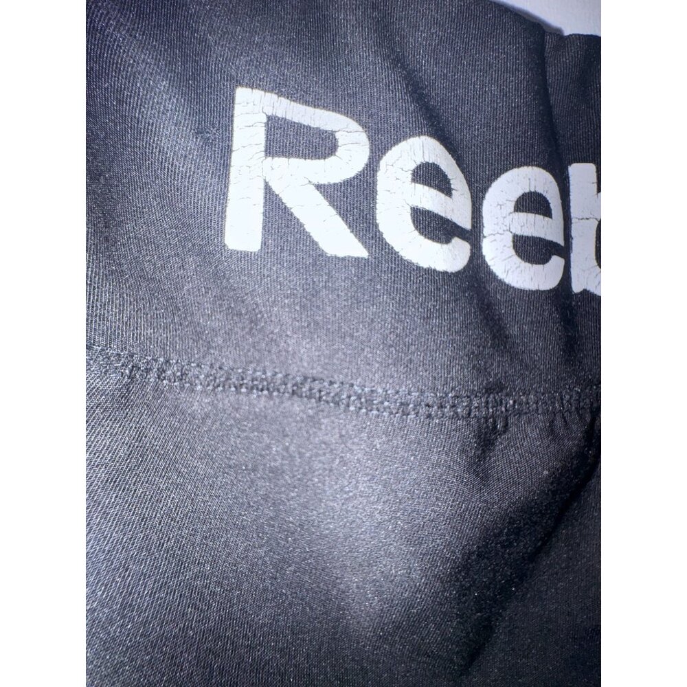Reebok Womens XS Black Leggings With Nike Swoosh Logo On Leg Stretch Polyester & - Picture 7 of 16